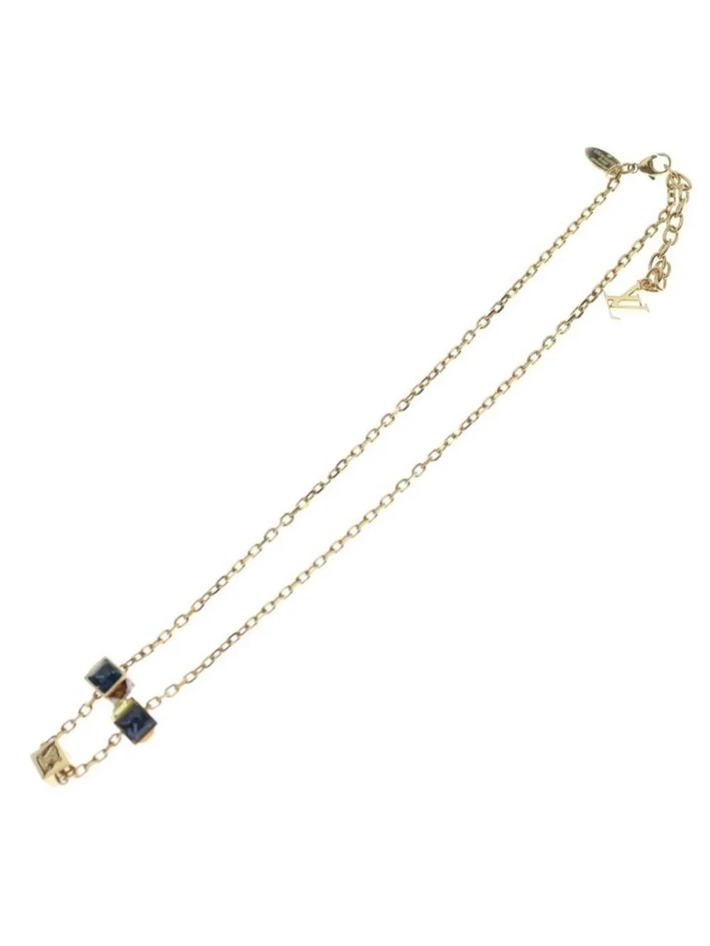 Louis Vuitton Collier Gamble Pendant Chain Gold Blue